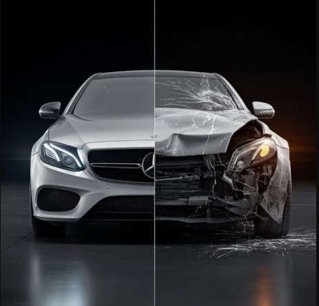 Damaged and undamaged silver Mercedes-Benz - My car history